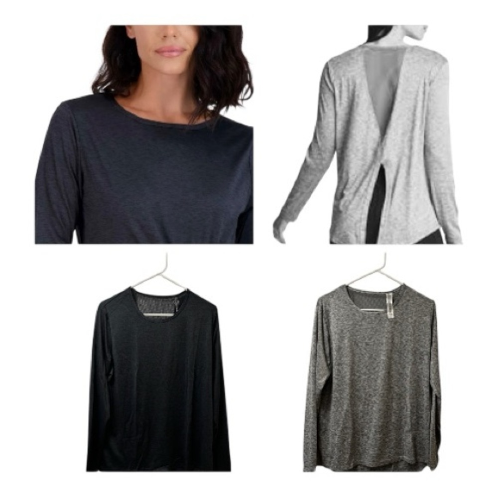 Real Essential Women's Dry-Fit Long-Sleeve Athletic Wear Open Back  Size XL
